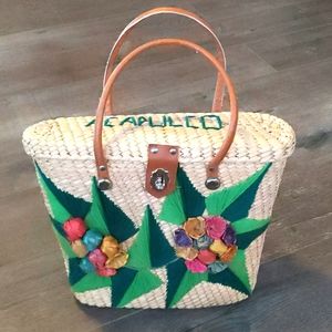 VINTAGE Acapulco Woven Straw Tote Bag